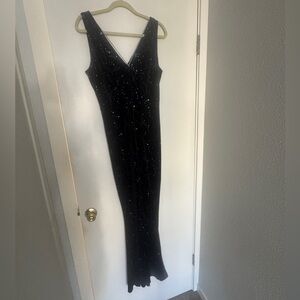 Collectif Black Sequin V-Neck Maxi Gown
